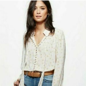 Free People Modern Muse Ivory Comb Blouse